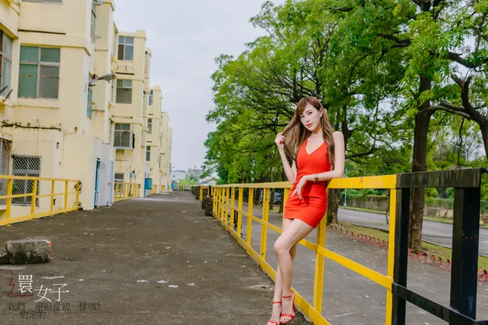 [Mzsock] NO.047 Abby red dress short skirt high heels beautiful legs outdoor shot street photography#[106P]-2